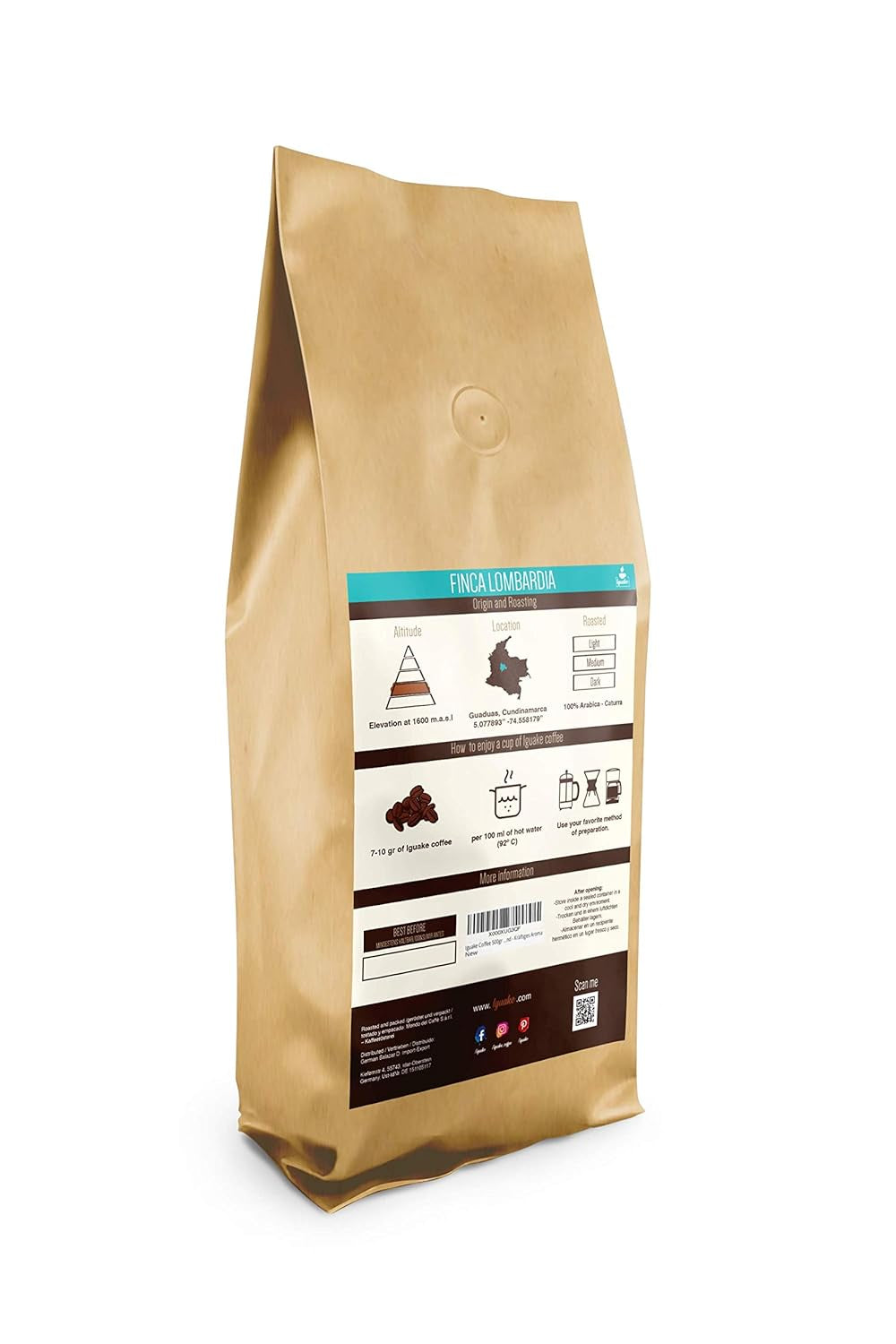 Café Iguaque 1000gr | Premium Kaffee Ganze Bohnen 100% Arabica de Colombie | Familienbetrieb - Single Origin Kaffeebohnen - Nachhaltige eigene Plantage im Hochland - Kräftiges Aroma
