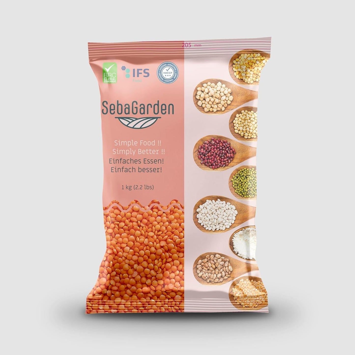 Lentilles rouges Seba Garden 1 kg - Lentilles entières de qualité supérieure du Canada - Massor Dal, sans OGM, riches en protéines, riches en fibres - Entièrement naturelles, végétaliennes, sans gluten, idéales pour les soupes et les currys