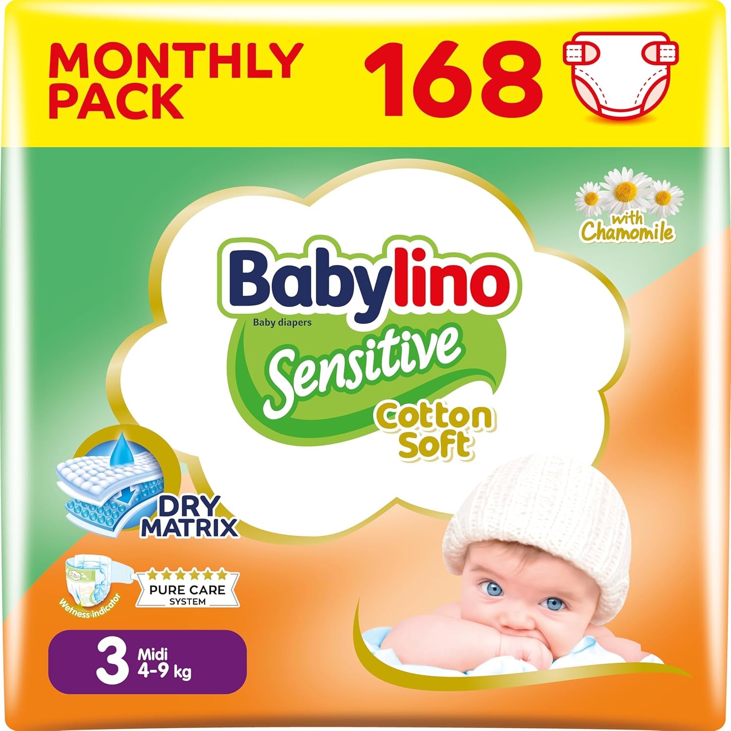 Couches pour bébés sensibles, taille 7, extra large plus (+15 kg), 14 pièces