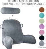 Oreiller de lecture XL pour lit et canapé avec tour de cou amovible, oreiller de dos idéal pour adultes avec mousse à mémoire de forme pour lire, travailler, jouer, regarder la télévision, se détendre (gris)