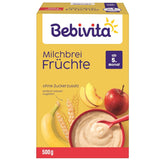 Bouillie de lait aux fruits (4x500g), dès 5 mois, sans sucre ajouté, avec de précieux minéraux et vitamines, très nourrissante