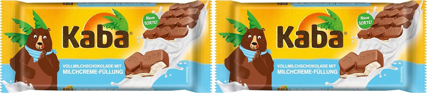 Barre de chocolat fourrée au chocolat au lait entier et à la crème de lait Kaba Barre de 90 g de chocolat fondant avec crème de lait légère et saveur originale Kaba (paquet de 2)