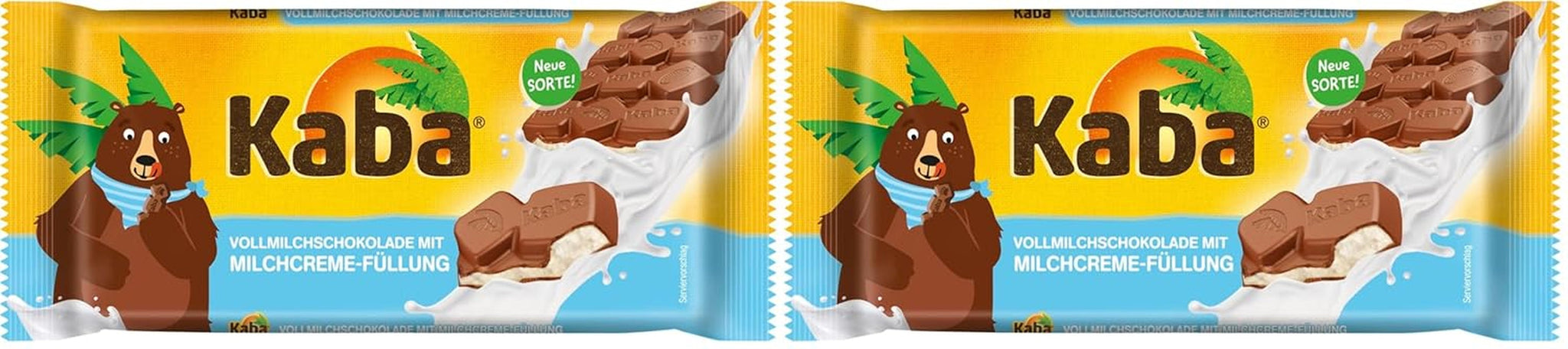 Barre de chocolat fourrée au chocolat au lait entier et à la crème de lait Kaba Barre de 90 g de chocolat fondant avec crème de lait légère et saveur originale Kaba (paquet de 2)