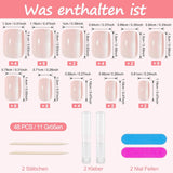 Kiiwah 48 pièces ongles carrés courts ongles artificiels roses colle sur bouts d'ongles courts faux ongles