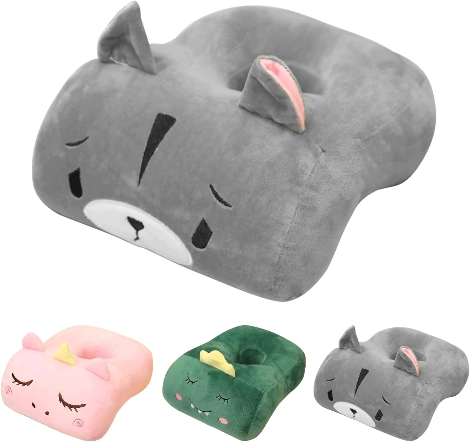 Naty Shop Hamster Gris Oreiller de Bureau en Coton à mémoire de Forme Oreiller Mignon avec Trou d'oreille Oreiller de Couchage Doux Oreiller d'oreille pour Dormeur latéral pour Femmes Filles Enfants (Chaton Gris)