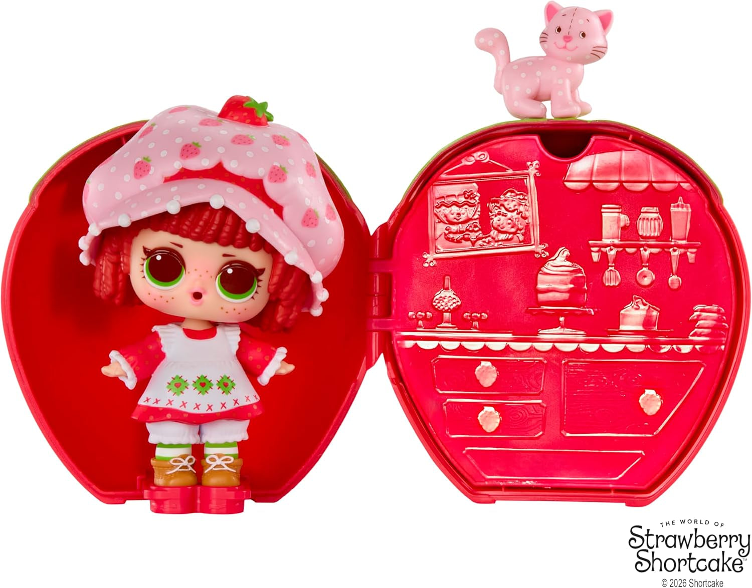 Mdr Surprise ! Loves Strawberry Shortcake Tots – Poupées parfumées à collectionner avec 7 surprises, animal de compagnie, mode, chaussures, chapeau, ensemble de jeu avec maison convertible Strawberry Shortcake, à partir de 4 ans