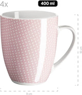 MÄSER Kitchen Time II, Service de table pour 4 personnes, Service combiné de 16 pièces aux couleurs pastel avec motif subtil, Porcelaine, Rose