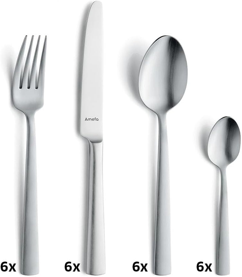 Amefa Ventura Ménagère 6 Personnes, 24 Pièces, Acier Inox 18/0, Cuisine Naty Shop