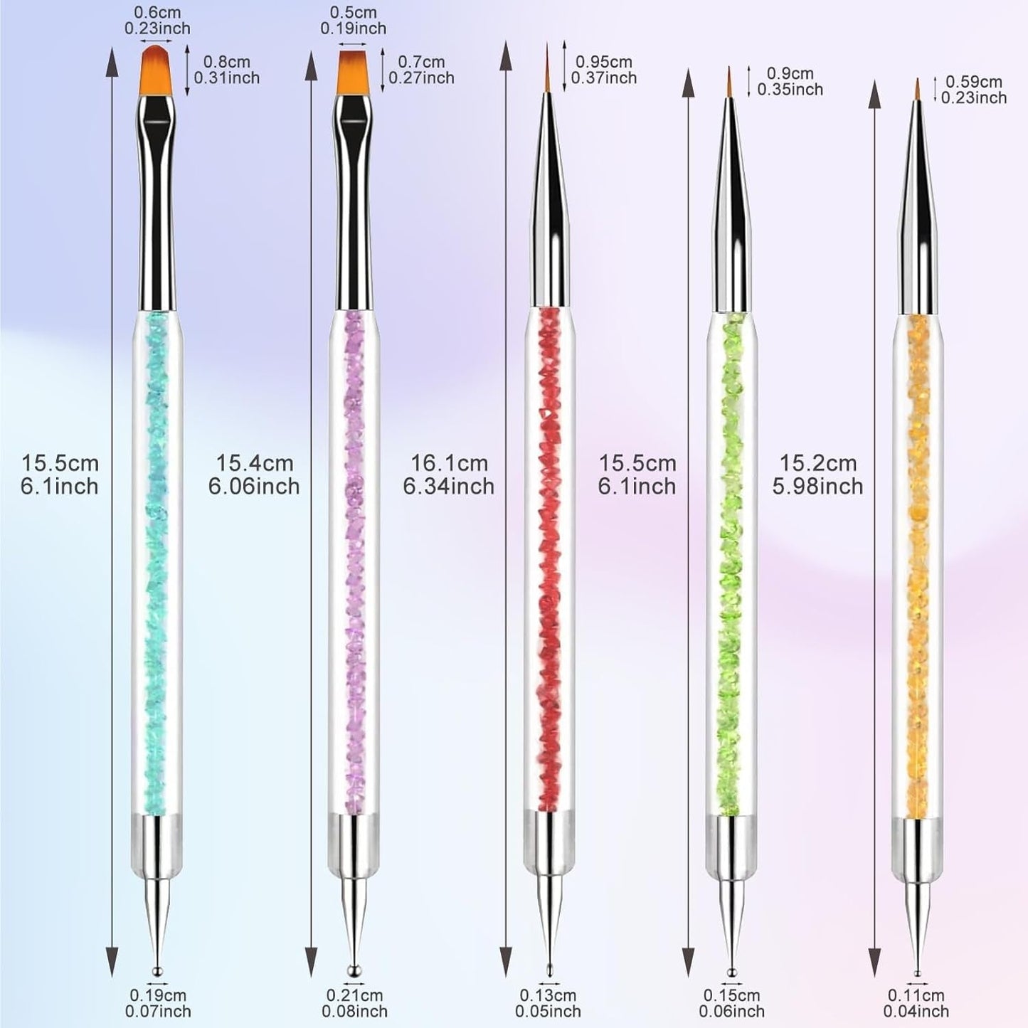 5 pièces Nagel Pinsel, Pinsel Für Gelnägel, Nageldesign Pinsel, Nail Art Dotting Tools, pour Herstellen von Nagellack, Punktieren, Feinmalerei, DIY