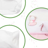 Parure de lit nacelle blanche et rose, composée de 1 drap-housse, 1 drap supérieur avec ruban Aïda à broder et 1 taie d'oreiller, 100% coton, Made in Italy Couettes et couettes Naty Shop