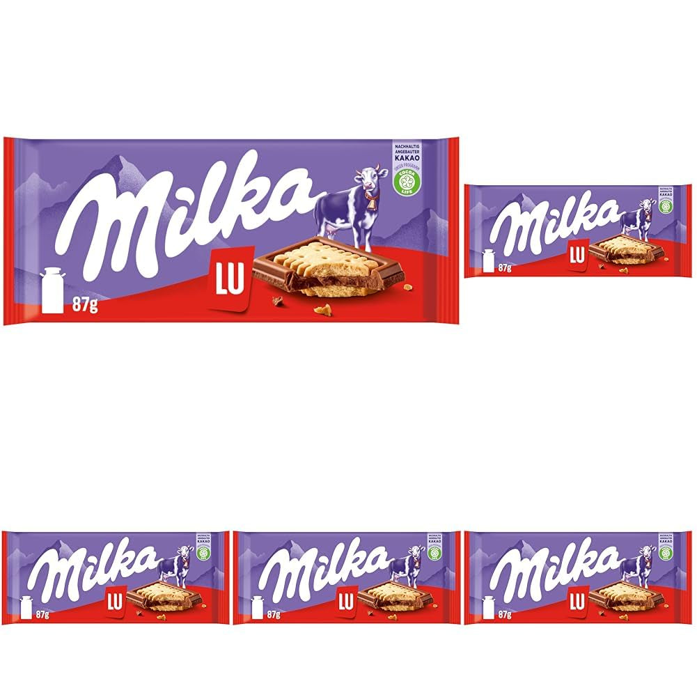 Milka LU – Chocolat au lait alpin avec biscuits LU croquants – 87g