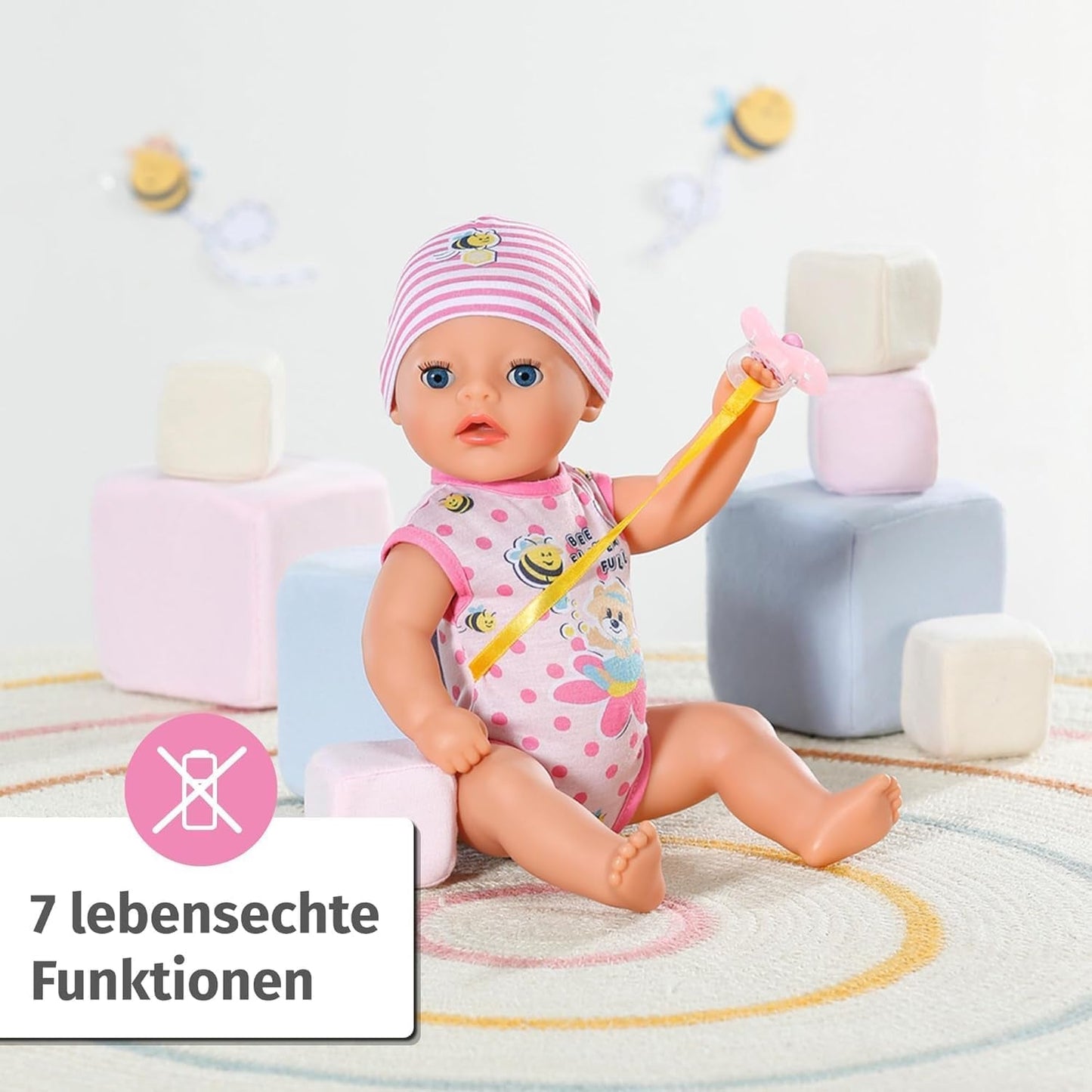 BABY Born Lena (fille) 36 cm, poupée avec 7 fonctions pour enfants à partir de 1 an, fonctionne sans pile, grande poupée 36 cm, 834596 Zapf Creation, poupées roses Naty Shop