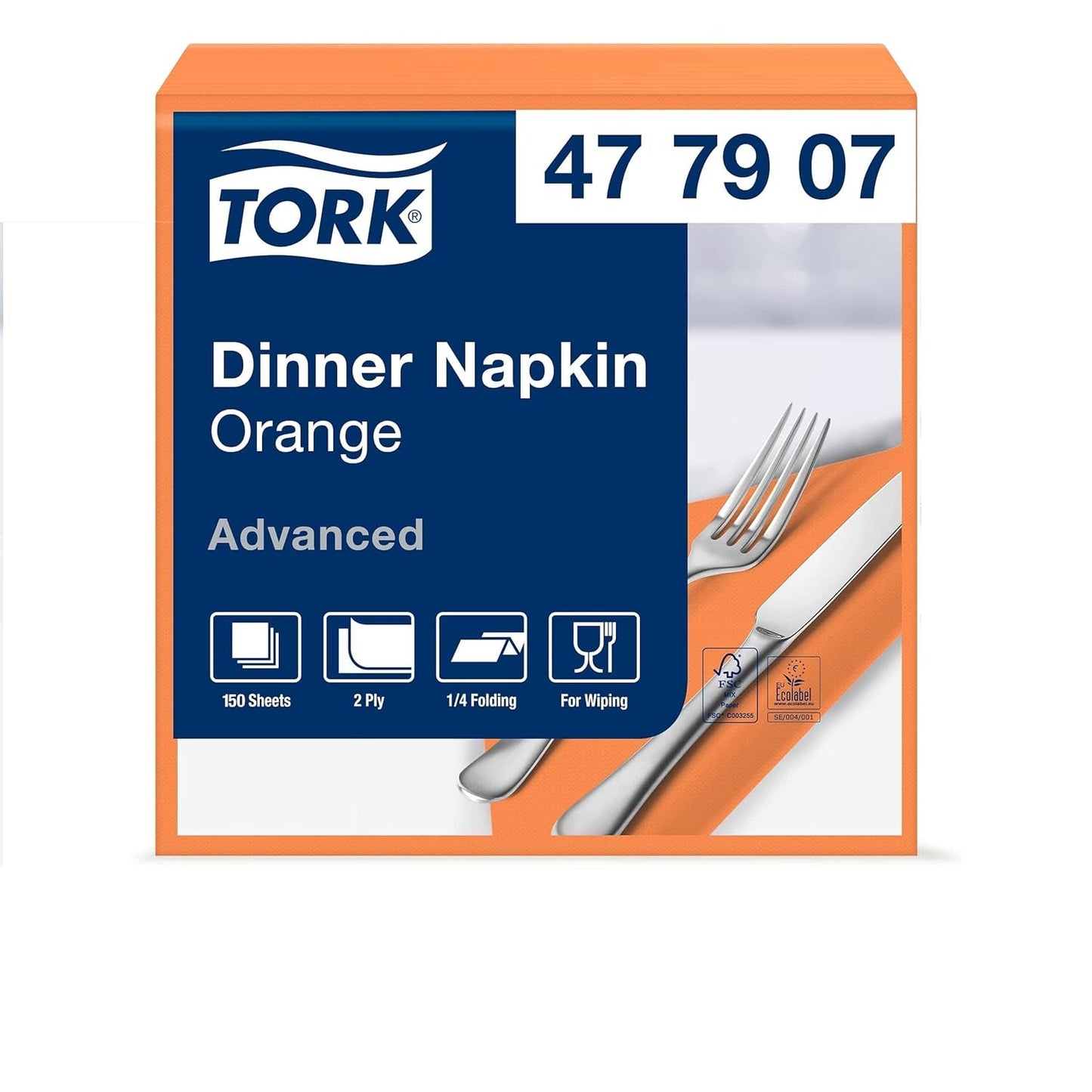Tork Linstyle 509542 Serviettes cocktail noires, pli 1/4, 1 pli, 23,8 x 23,8 cm, 1 x 100 serviettes