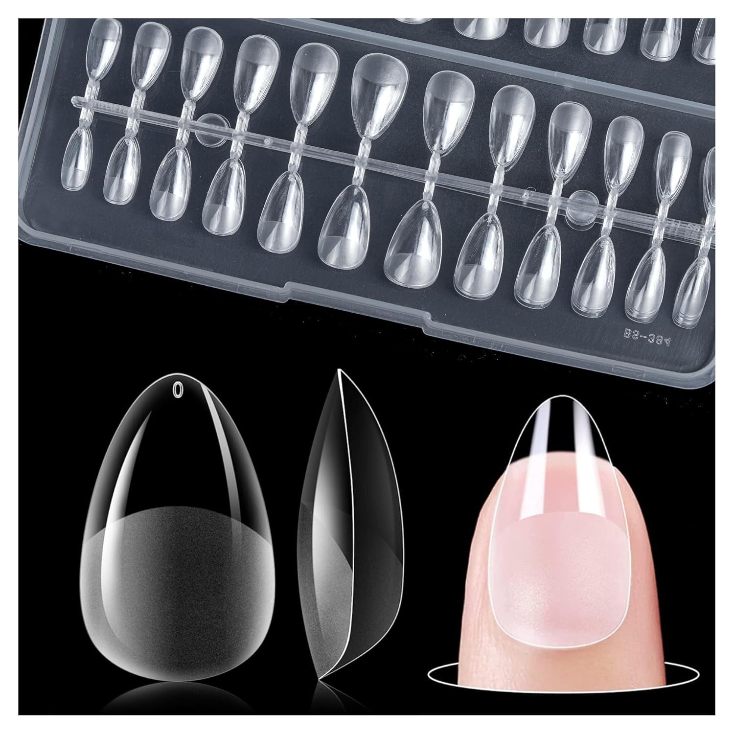 Gelike Ec Ongles courts en amande – Ongles souples à couverture complète, ongles artificiels pré-polis pour extensions d'ongles, studio de manucure à domicile, salon de bricolage, 120 pièces, 12 tailles