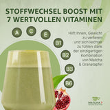 ® Poudre de Matcha de Cérémonie X Grenade 100G [Soutient la perte de poids et le métabolisme] - Thé vert pour un mode de vie actif et sain - Thé vert sans additifs (pur et naturel)