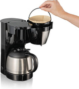 Cloer 5009 Machine à expresso à filtre gardant au chaud jusqu'à 8 tasses 800 W avec carafe isolée en acier inoxydable 1x4 tasse filtrante noir