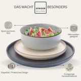 SÄNGER Bombay Clair de Lune | Service de table en céramique 12 pièces pour 4 personnes, 4 assiettes plates, 4 assiettes à dessert, 4 bols, couleurs assorties | LA COLLECTION VALEUR