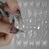 Autocollants d'ongles 3D métallisés Schwarz Schmetterling - Autocollants d'ongles Aurora rose laser - Autocollants d'art d'ongles papillon punk - Autocollants d'ongles argentés - Nageldesign Zubehör