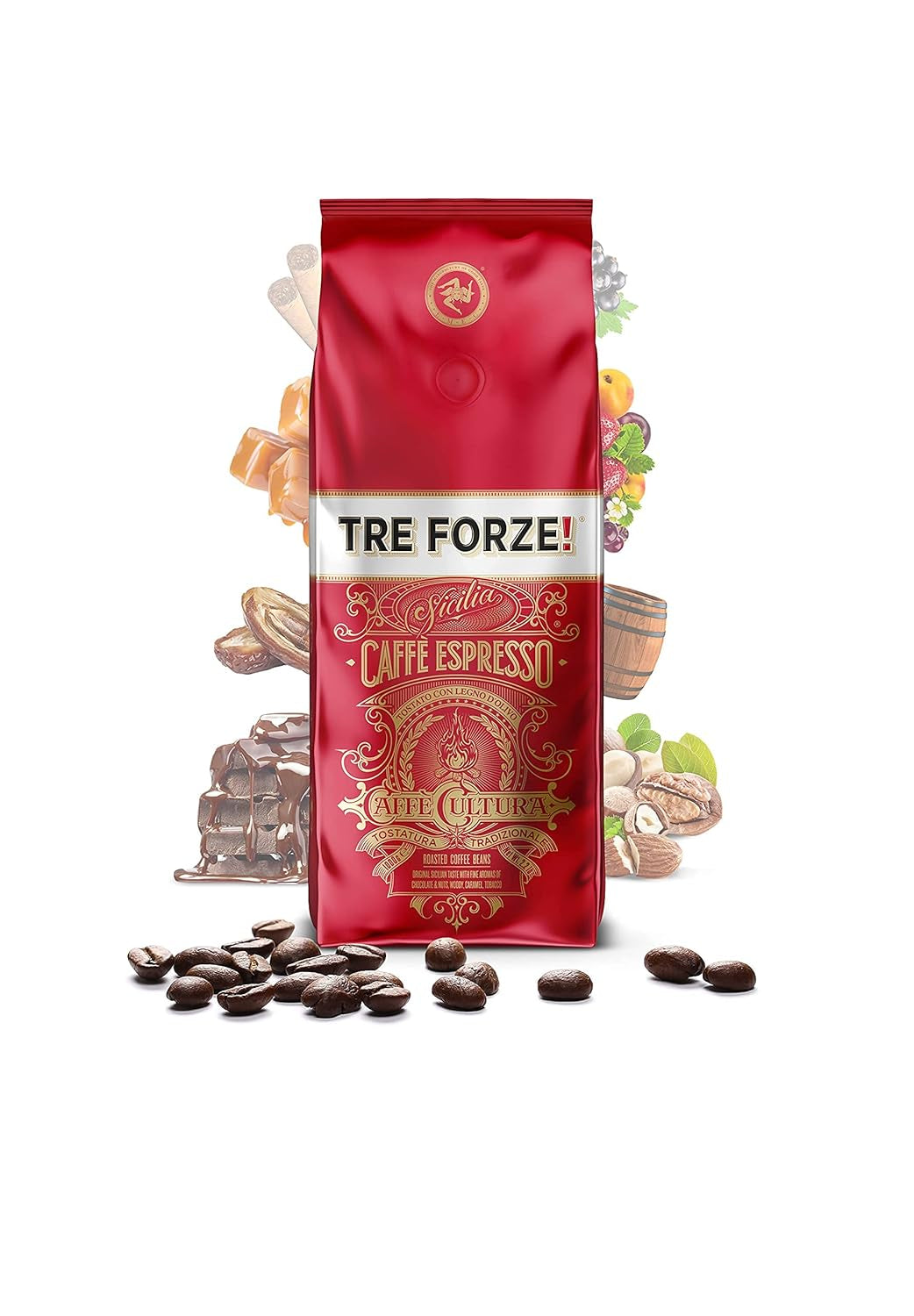 Espresso Caffè - 1 kg de grains d'espresso Röstung traditionnel avec feu d'olivier à la main - Machines à café premium pour automates et machines à café