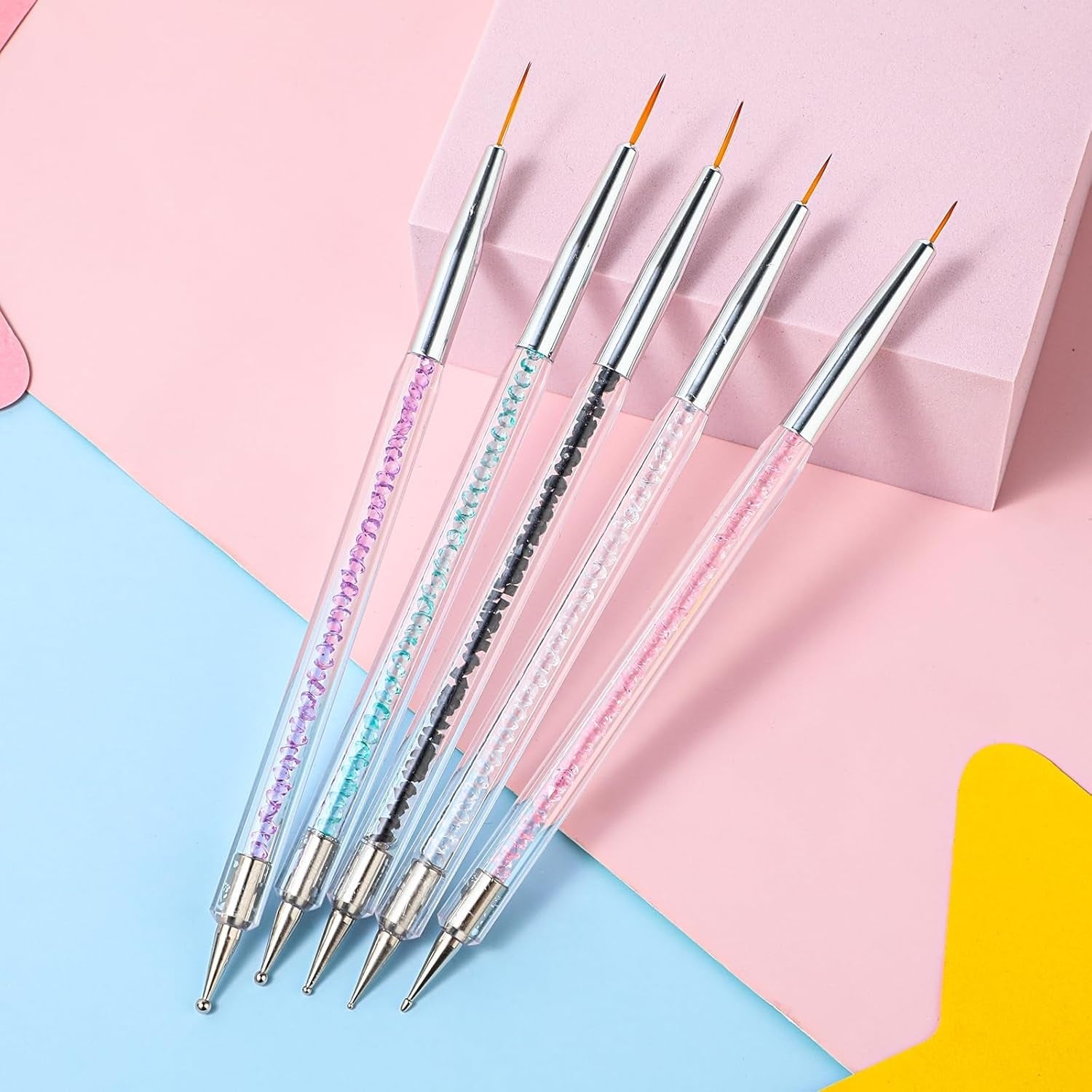 5 pièces Nail Art Pinsel Set Dotting Tool Nailart Pinsel Nageldesign Double End Dotting Pen Strass Professional Acryl Feinmalerei Nail Art Design