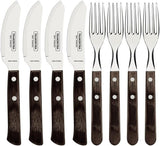Tramontina PIZZA Besteck, ensemble de 8 pièces, pour 4 personnes, bois de rose libre, griffes de bois certifiées Fsc, fête des machines à laver, cuisine Naty Shop