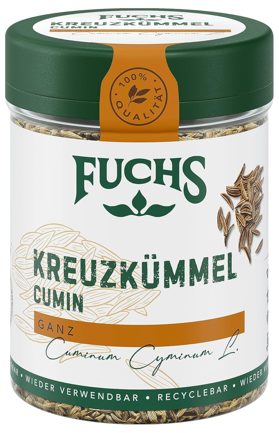 Fuchs Gewürze - Kreuzkümmel ganz - orientalisch-nussige Note für Falafel und Linsengerichte - ingrédients naturels - 60 g en dose variable, recyclable
