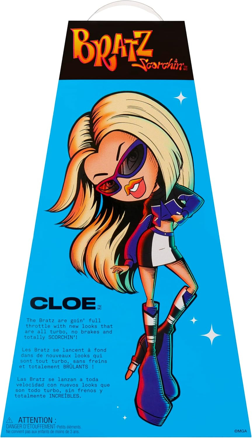 Bratz Scorchin' Cloe - Comprend 1 poupée mannequin avec tenue et accessoires, poupées inspirées du sport automobile, jouet mignon pour filles