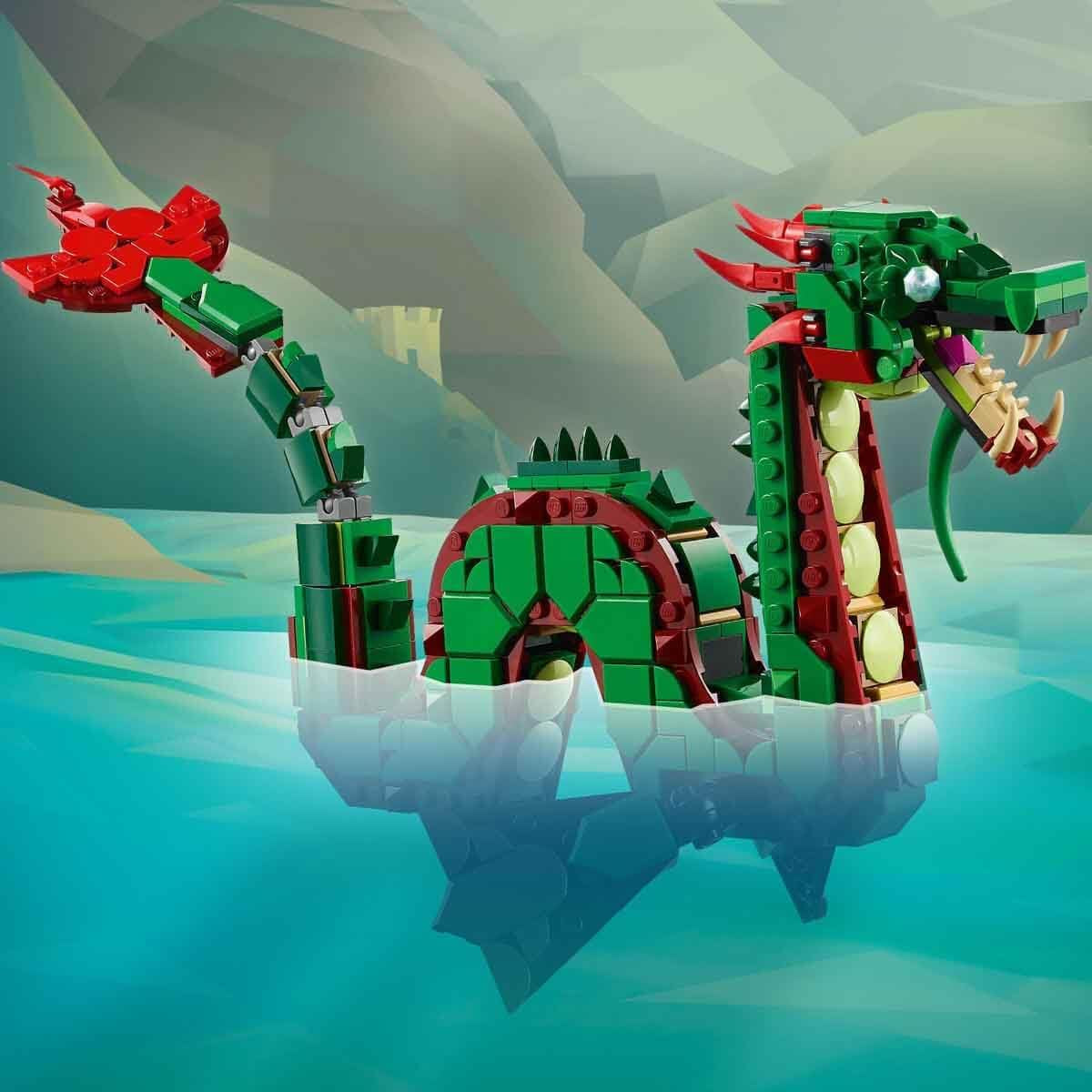 LEGO Creator 3In1 Green Dragon - Jouet - Se transforme en serpent de mer ou en phénix - Jouet de construction animalier pour enfants - Cadeau pour garçons et filles à partir de 9 ans 31161 Jeux de construction Besuche den LEGO-Store