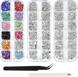 Harz Strasssteine ​​​​4200Pcs Strass Kristalle 1Mm-5Mm Gemischte Kinder Bastelsachen Kit Mit Strass Mit Picking Pinzette et Stift For DIY Nägel Kleidung Kunsthandwerk Gemischt Becher Party (A)