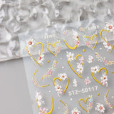 JMEOWIO 3D Nail Art Autocollant Fleur Nail Art Autocollant Selbstklebend Nagelaufkleber 5D Stéréoscopique Frühling Sommer Floral Décoration Nageldesign Zubehör 4 Blatt