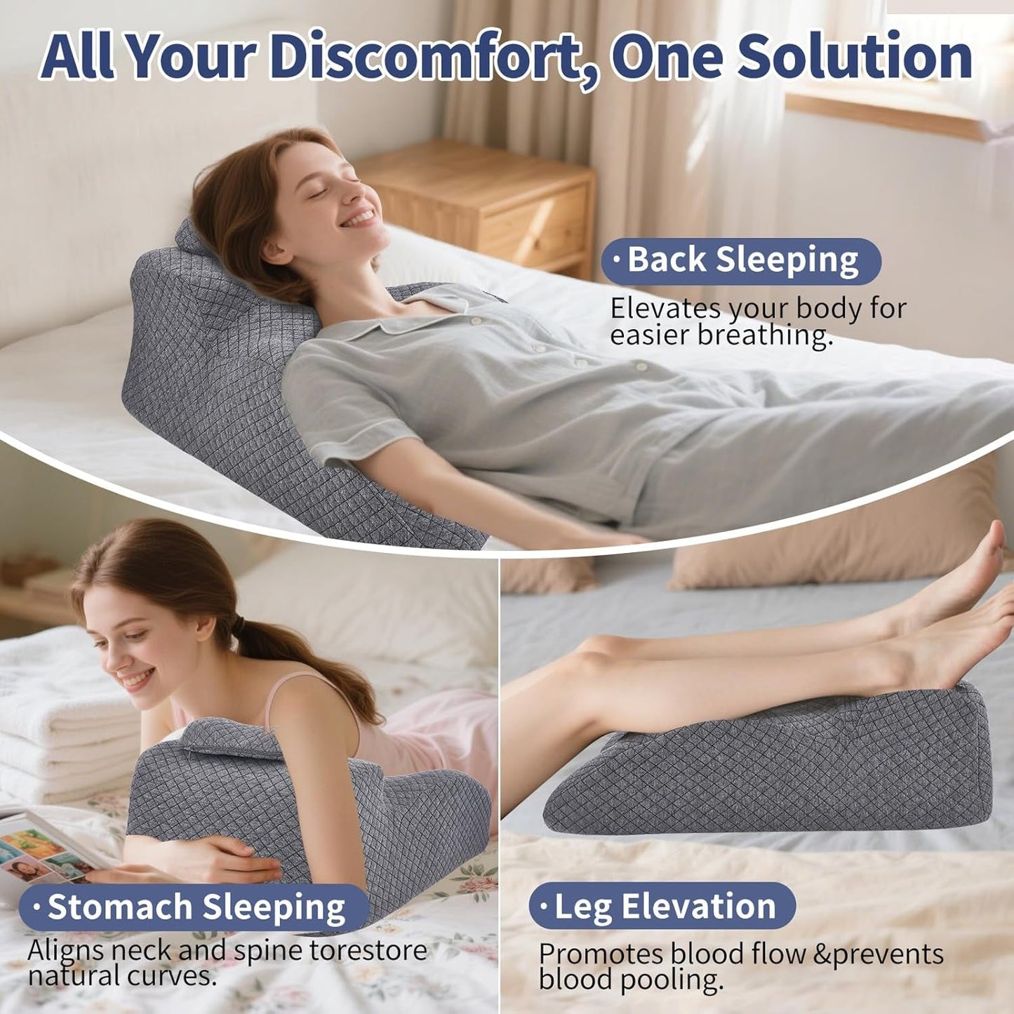 Oreiller de lecture – Oreiller de dos, appui-tête réglable, oreiller de lecture en mousse à mémoire de forme pour lit, oreiller ergonomique pour le dos, le cou et les jambes, oreiller de soutien lombaire