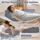 Oreiller de lecture – Oreiller de dos, appui-tête réglable, oreiller de lecture en mousse à mémoire de forme pour lit, oreiller ergonomique pour le dos, le cou et les jambes, oreiller de soutien lombaire