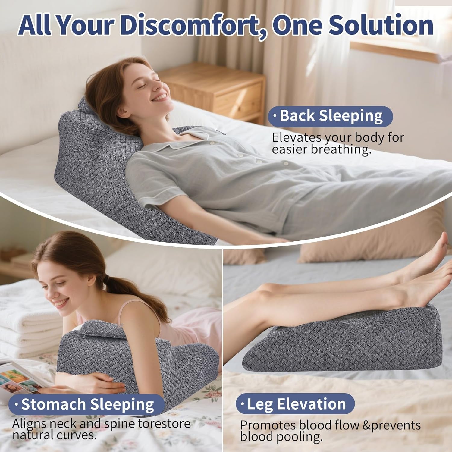 Oreiller de lecture – Oreiller de dos, appui-tête réglable, oreiller de lecture en mousse à mémoire de forme pour lit, oreiller ergonomique pour le dos, le cou et les jambes, oreiller de soutien lombaire