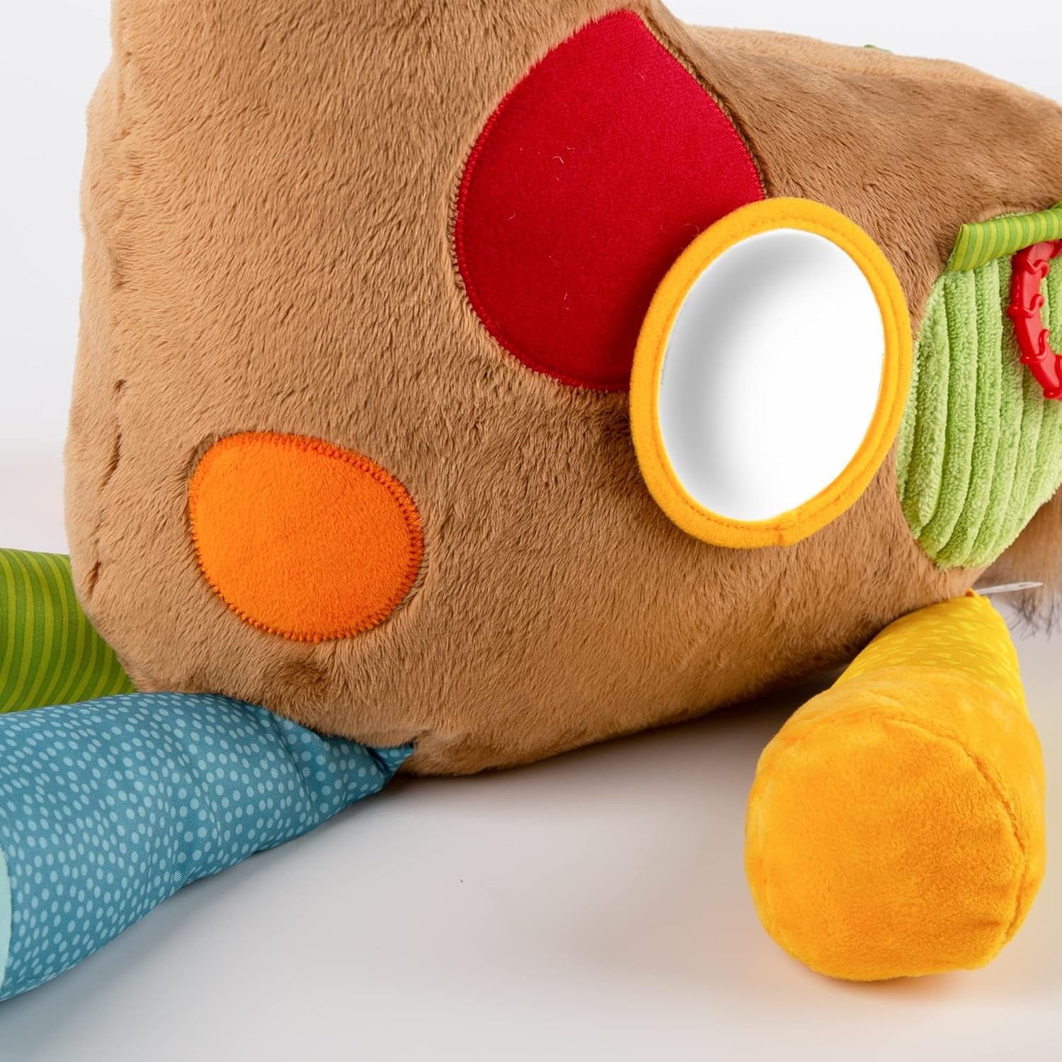 SIGIKID 42863 Jouet Bébé Girafe XXL, Jouet Éducatif PlayQ, Peluche avec Anneau de Dentition, Hochet, Miroir, Couinant, pour Bébés et Enfants à partir de 3 Mois, Multicolore/Girafe 72cm Jouets Bebe Naty Shop