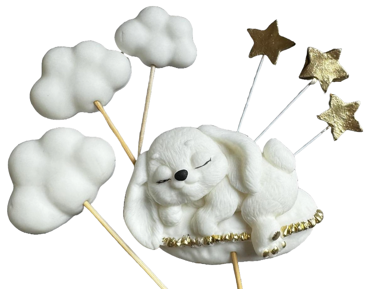 Lot de 7 décorations comestibles en sucre, Décorations Lapin en Pâte à Sucre Naty Shop