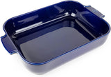 Peugeot Appolia Rechteckige Auflaufform Mit Griffen, Keramik, Schiefer / Grau, 8.3X40.5X27.2 Cm, Fassungsvermögen: Env. 4 L, 60022 Moules et plaques de cuisson Naty Shop Blau