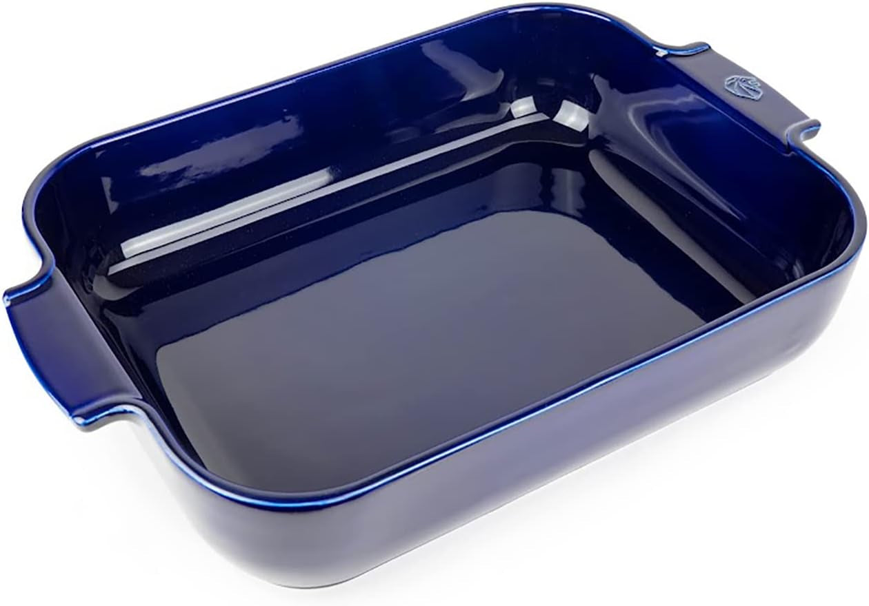 Peugeot Appolia Rechteckige Auflaufform Mit Griffen, Keramik, Schiefer / Grau, 8.3X40.5X27.2 Cm, Fassungsvermögen: Env. 4 L, 60022 Moules et plaques de cuisson Naty Shop Blau
