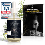 Hairlexier Remède pour la croissance des cheveux pour femme - Huile capillaire au romarin, huile capillaire à l'huile de ricin, huile de lavande, sérum capillaire naturel contre la chute diffuse des cheveux, soutient la croissance des cheveux, végétalien et biologique + cahier de soins capillaires Naty Shop Men