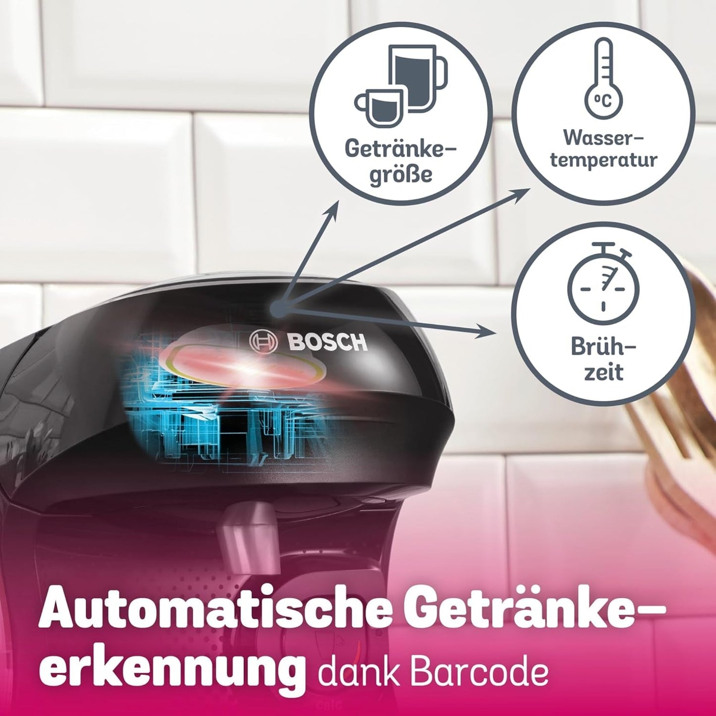 Bosch Tassimo Happy Friendly TAS102E Machine à expresso à capsules, plus de 70 boissons, convient à toutes les tasses, arrêt automatique, durable, dosage parfait, peu encombrant, 1400 W, noir