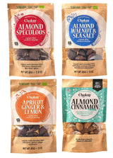 Ensemble de 4 bouchées biologiques - Amandes à la cannelle/Amandes à la cannelle dans du chocolat noir belge/Sans sucre ajouté, sans édulcorants/VEGAN & FAIR COMMERCE / 4 x 85g