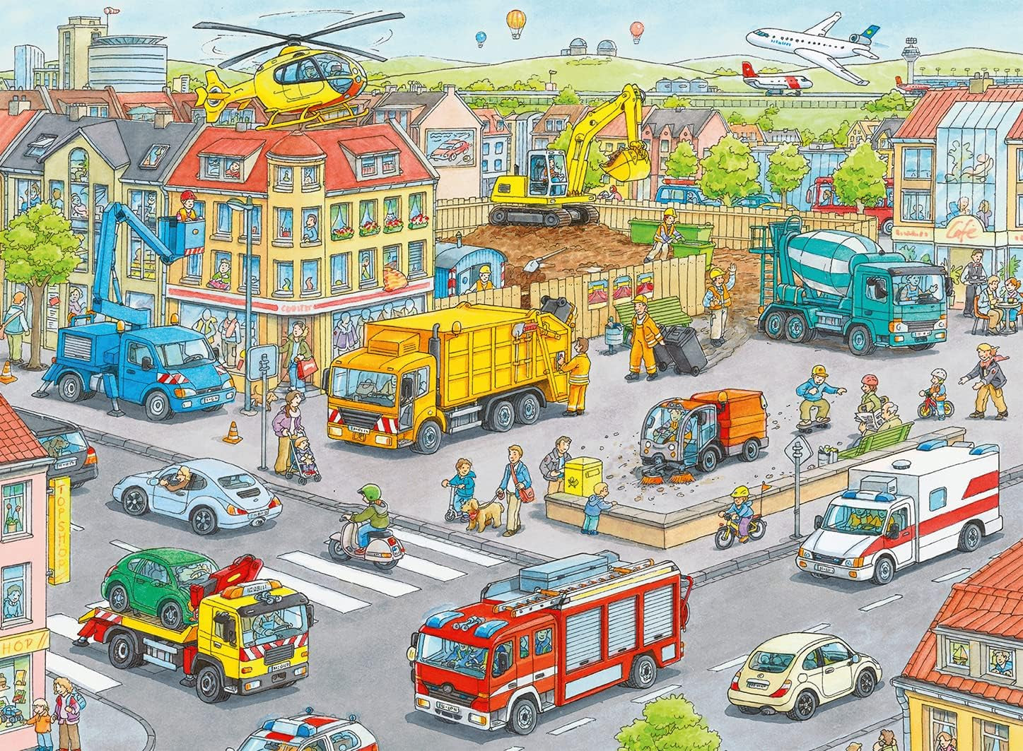 Puzzle pour enfants Ravensburger - 10558 Véhicules dans la ville - Puzzle pour enfants de plus de 6 ans de 100 pièces au format XXL Puzzle Naty Shop