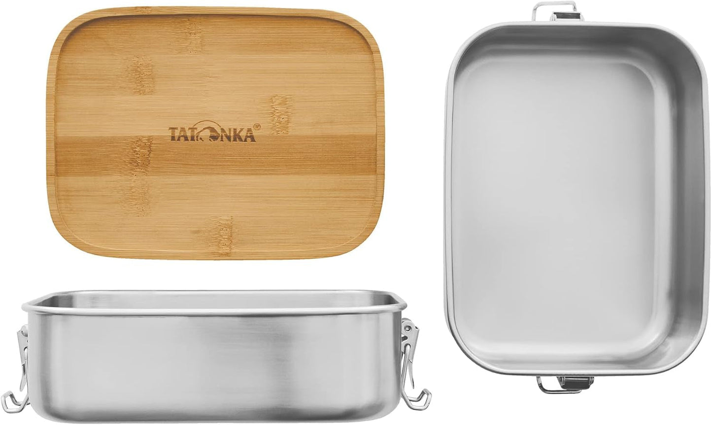 Boîte à lunch Tatonka en acier inoxydable I Boîte à lunch en bambou (800 ml / 1000 ml) - Boîte à pain avec couvercle en bambou et couvercle basculant - incassable, non toxique, passe au lave-vaisselle, sans plastique et sans BPA Boîtes de conservation alimentaire Naty Shop