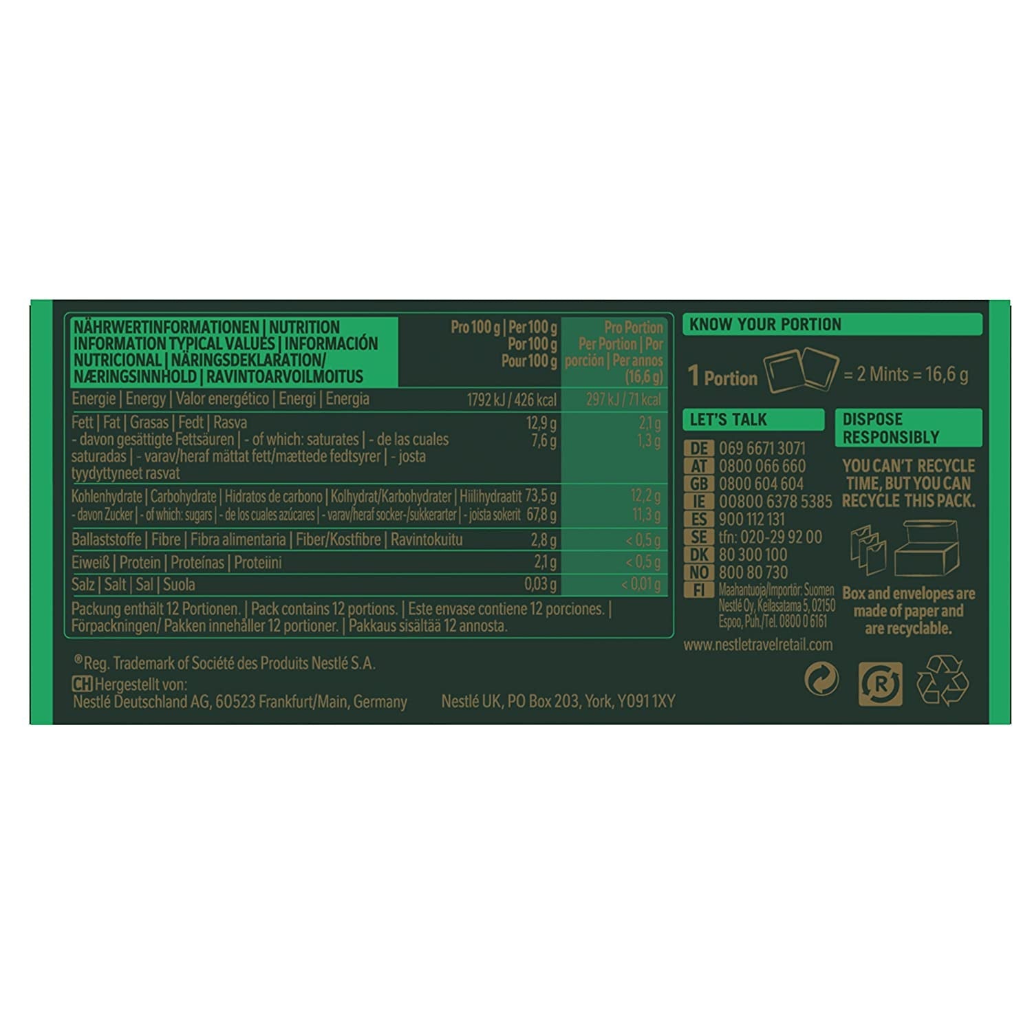 NESTLÉ AFTER EIGHT Carrés fins de chocolat noir fourrés à la crème de menthe pour les connaisseurs Pack de 5 (1 x 200 g)