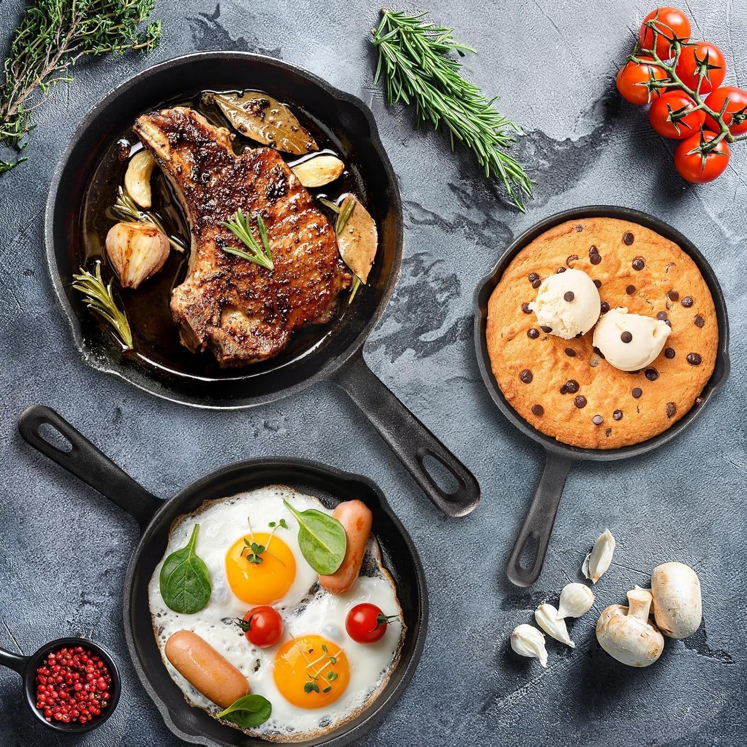 Poêle à griller en fonte OVERMONT avec poignée Casseroles et poêles Naty Shop