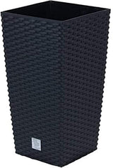 Pots/pots Prosperplast aspect rotin avec insert | 32,5 x 32,5 x 61 cm | anthracite | résistant aux intempéries et aux UV | en plastique robuste | pour intérieur et extérieur