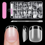 Full Cover Short Nails 120 pièces 12 tailles pointes d'ongles courtes pour ongles en gel colle sur ongles artificiels colle sur ensemble de lime à ongles polisseuse à ongles repousse-cuticules