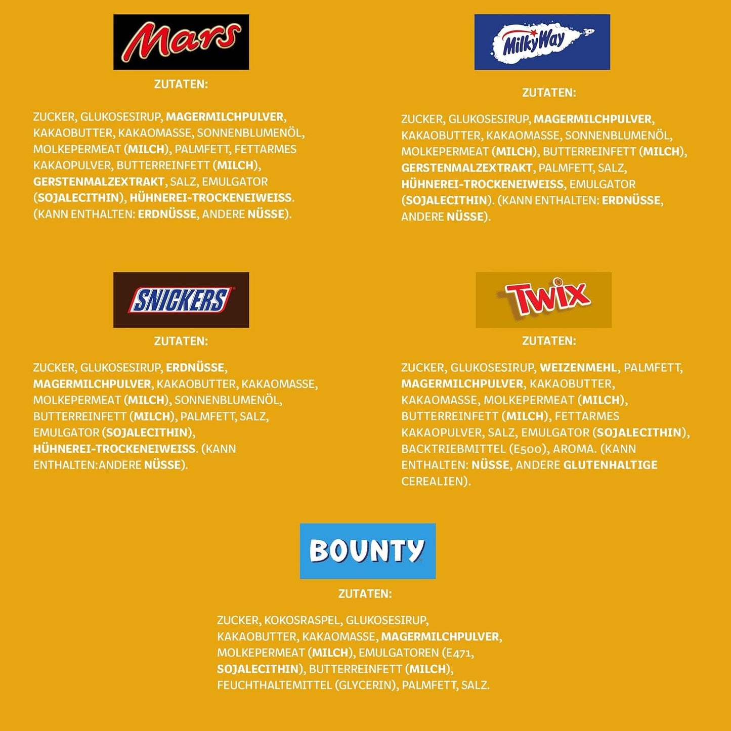Mini paquet de chocolat mélangé en vrac, chocolat, 35 mini collations au chocolat (Mars, Snickers, Bounty, Twix, Milky Way) comme bonbons, cadeau chocolat, boîte de bonbons (710 g)