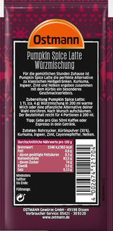 Ostmann Gewürze – Pumpkin Spice Latte Würzmischung, zum Einrühren in Milch mit Kaffee ou Espresso, mit Kürbispulver, 16 g im Beutel (Verpackungsdesign kann abweichen)
