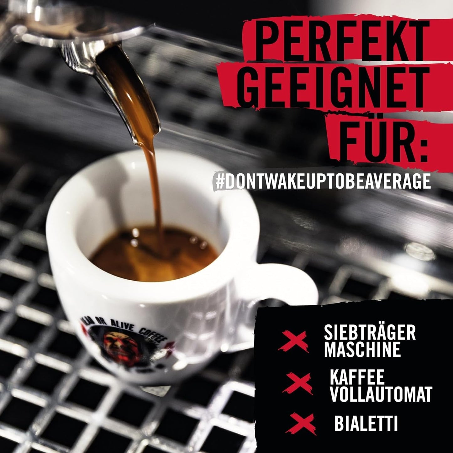 DEAD OR ALIVE Espresso No3 - Starke Espressobohnen 1kg - 100% Robusta - Kaffeebohnen für Kaffeevollautomat und Espressomaschine - Ganze Bohnen mit viel Koffein aus Italien - Café en grains