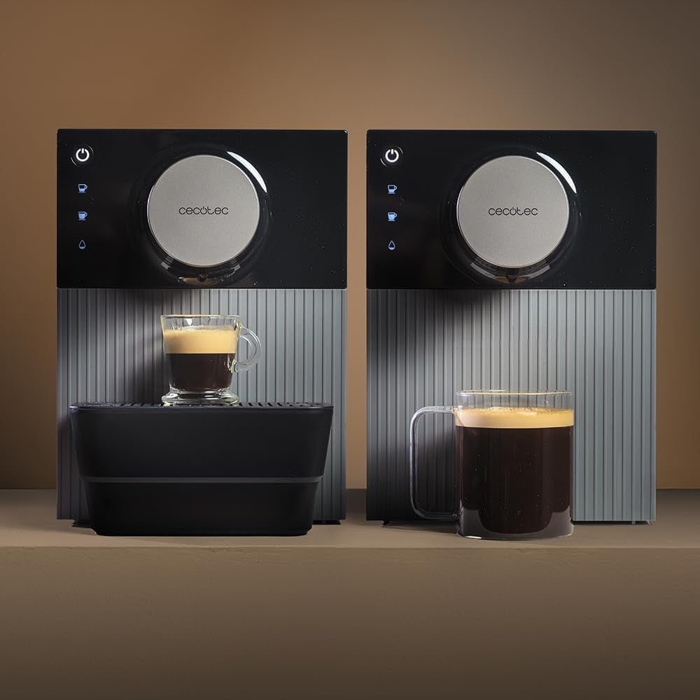 Machine à expresso compacte Cecotec Cremmaet Cube, 1350 W, système de pressage 10 g, système de pré-infusion, 19 bars, système thermobloc, 5 réglages de mouture, panneau de commande tactile